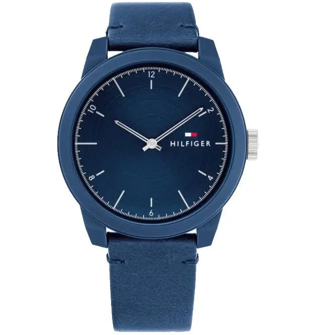 Tommy Hilfiger 1710543 Navy Blue Dial Navy Blue Leather Strap 42MM Mens Watch