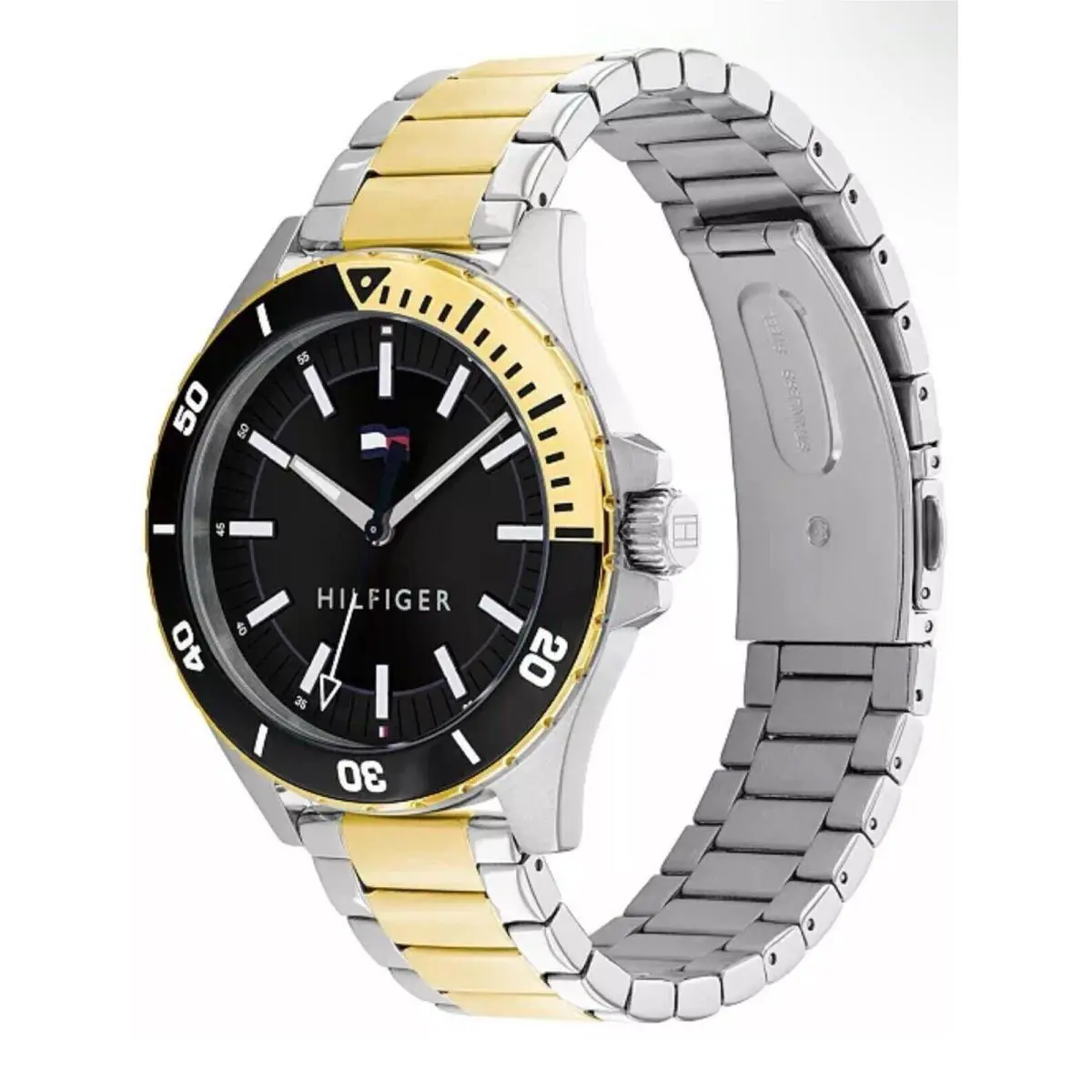 Tommy Hilfiger Men`s Bracelet Watch Two Tone Stainless Steel 43mm Sleek