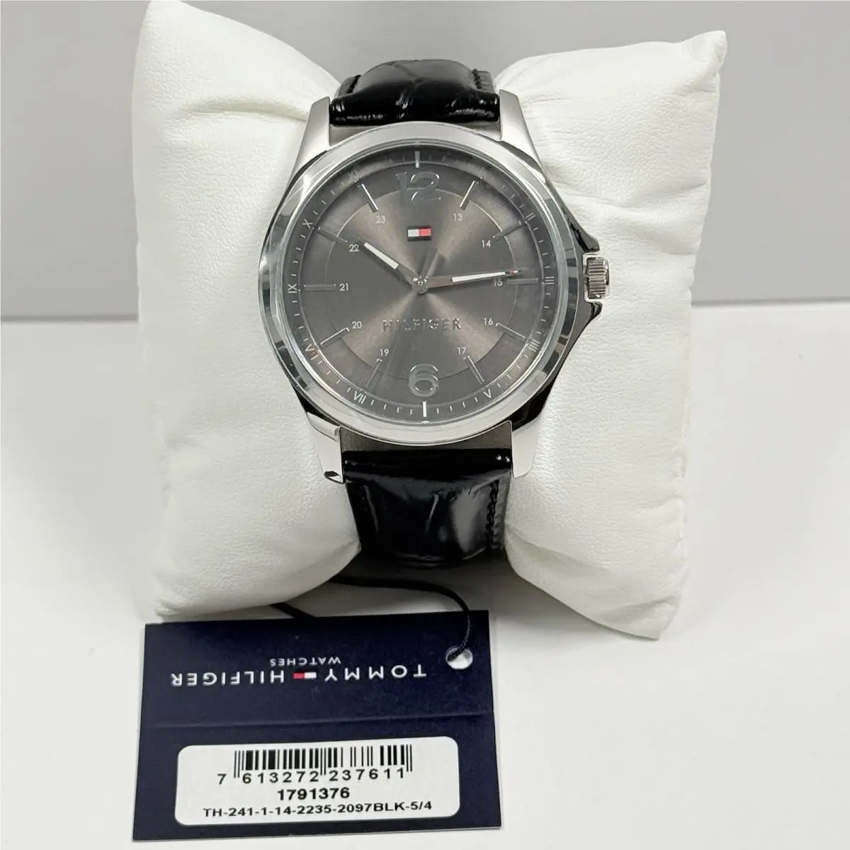 1791376 Gray Dial Black Leather Strap 45MM Men’s Watch by Tommy Hilfiger