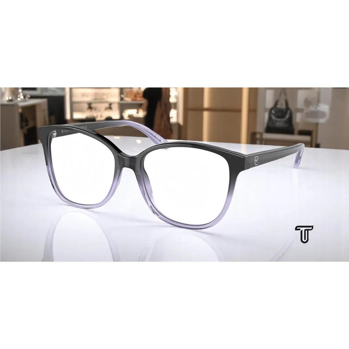 Ralph Lauren RL6222 6021 Gradient Black Transparent Blue 52mm Womens Eyeglasses