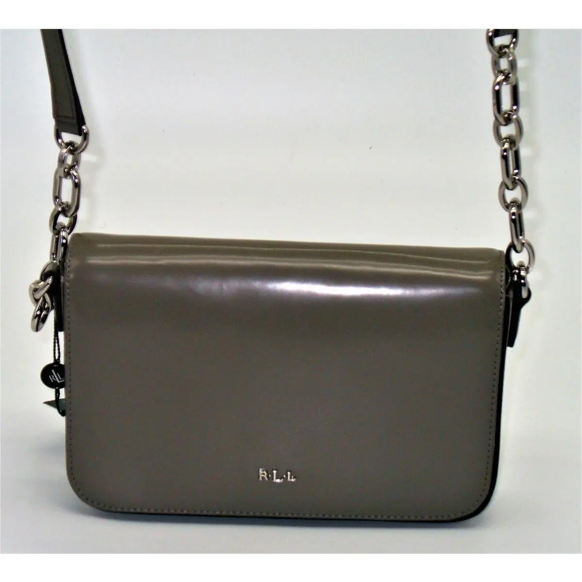 Ralph Lauren Spazzolato Carmen Crossbody Handbag Falcon Gray Grey Leather Womens