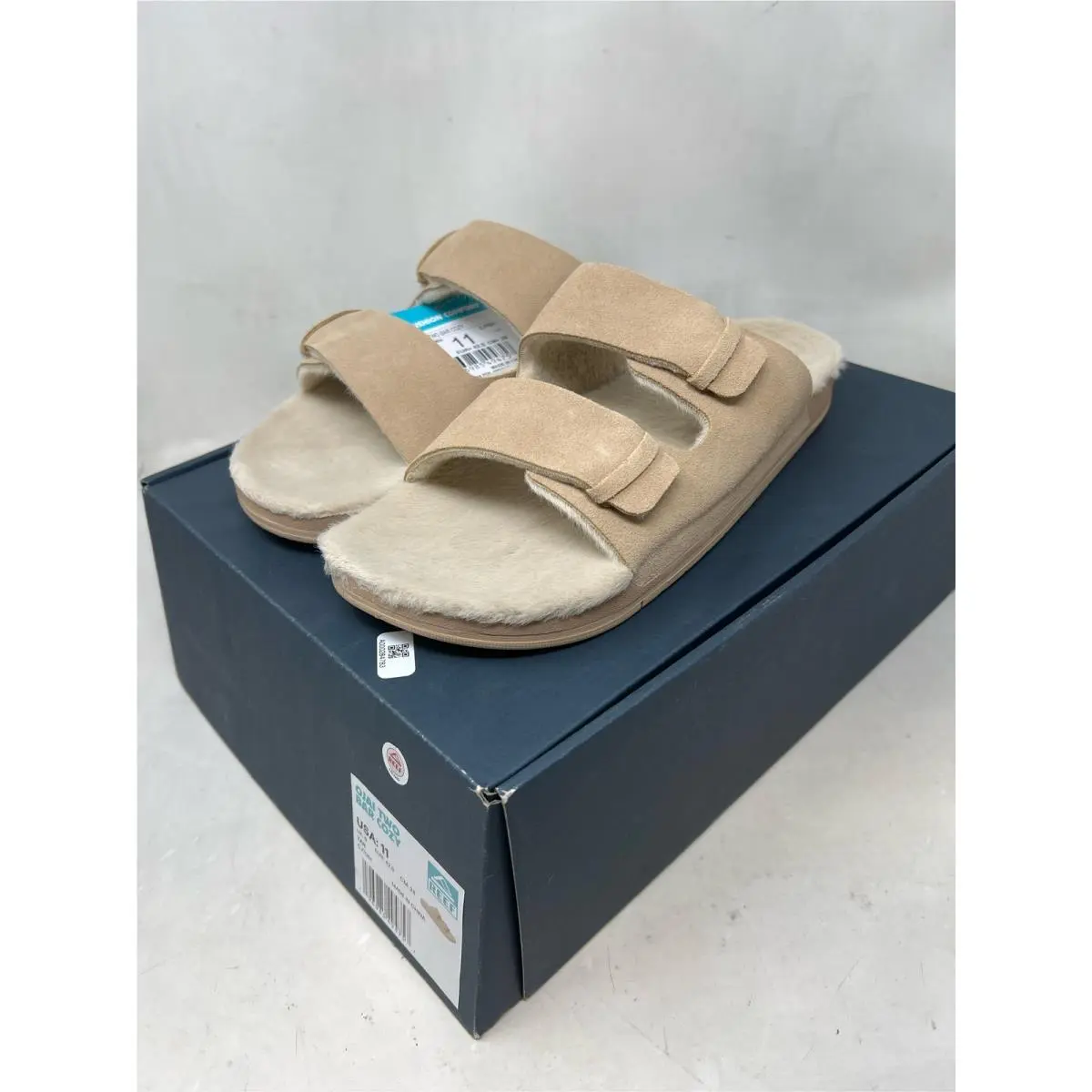 Women`s Ojai Two Bar Cozy Slides W/faux Fur Footbed - Tan Size 11 by Reef