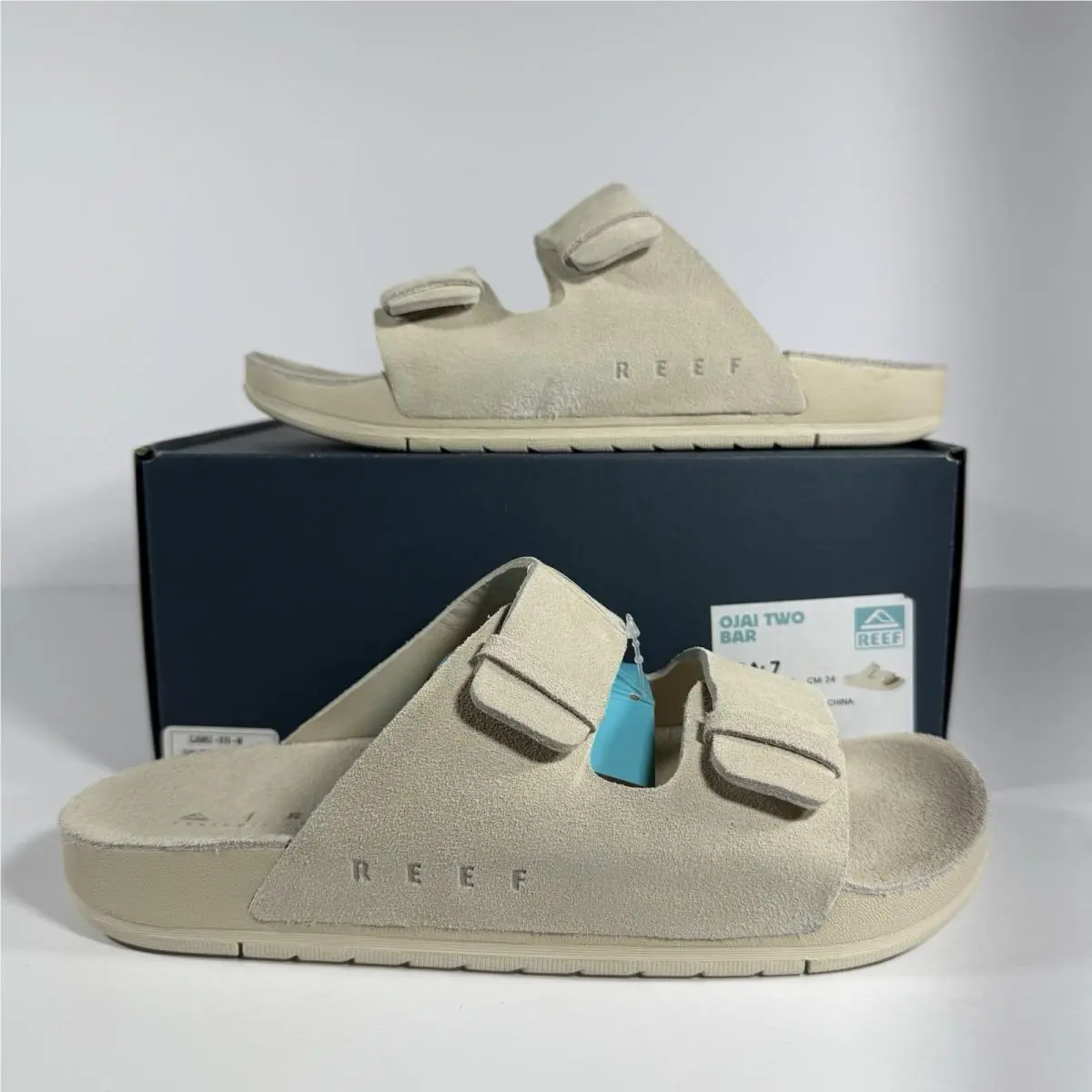Reef Ojai Two Bar Sandals Women’s 7 Vintage Suede Leather Comfort Slides
