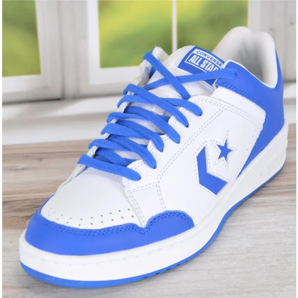 Converse Men`s Leather Weapon OX Sneakers Shoes Laser Blue/white Size 10.5