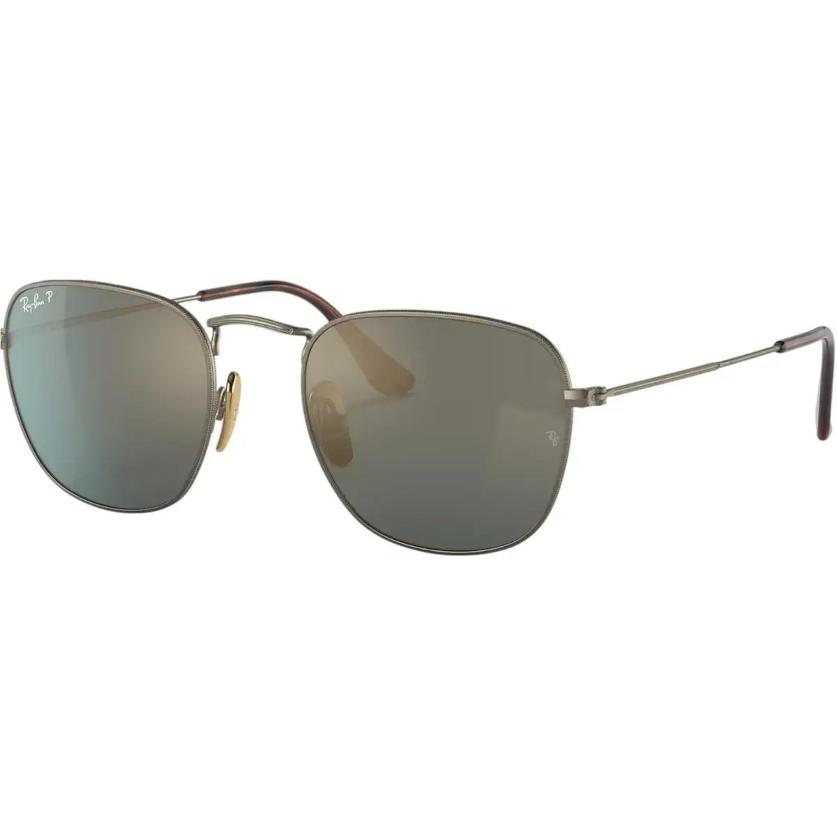 Ray-ban Adult Frank Titanium Polarized Gold/crystal Blue 51mm Sunglasses - Polished Gold/Crystal Blue, Frame: Gold, Lens: Blue