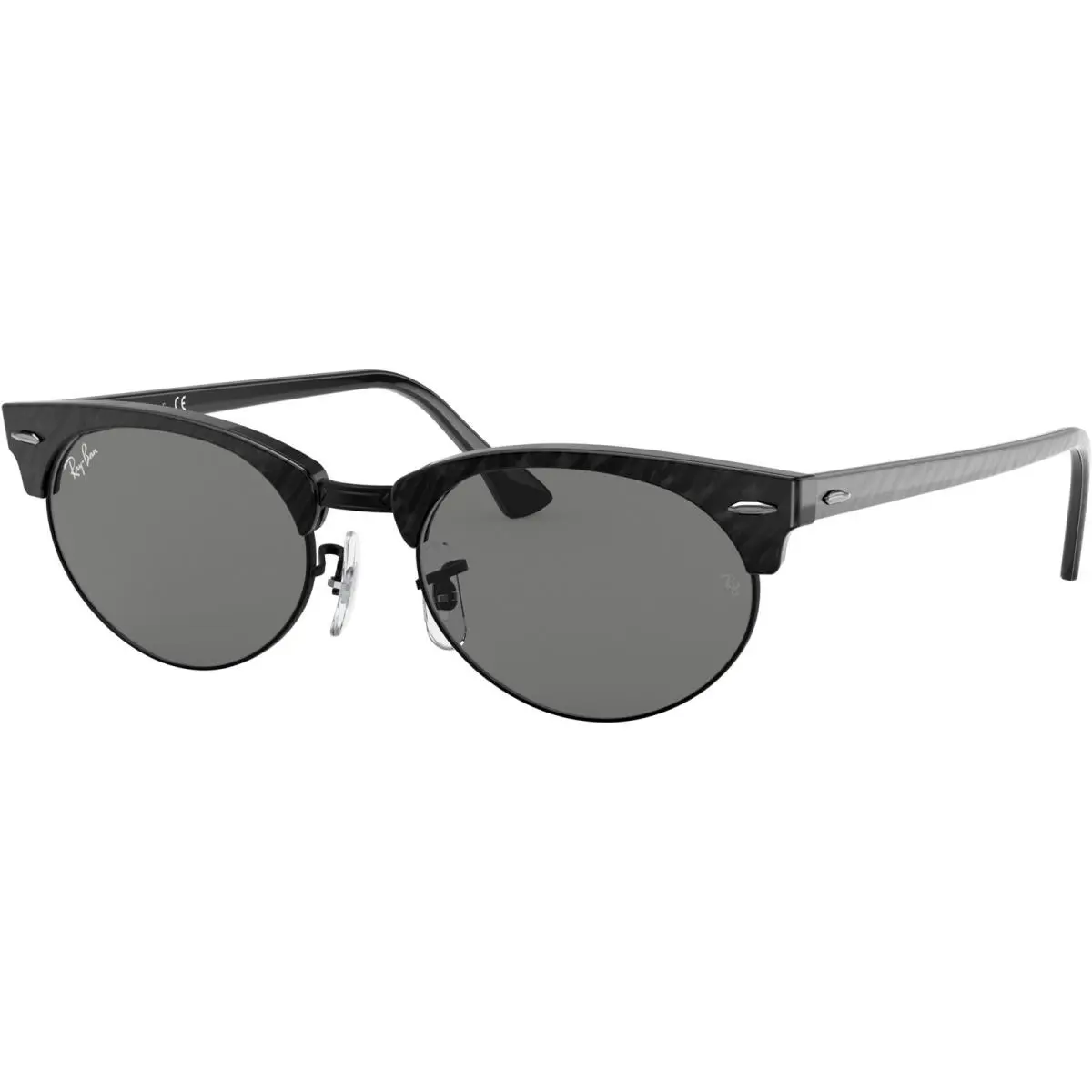 Ray-ban Adult Clubmaster Oval Polished Black/dark Grey 52mm Sunglasses - Polished Black/Dark Grey, Frame: Black, Lens: Grey