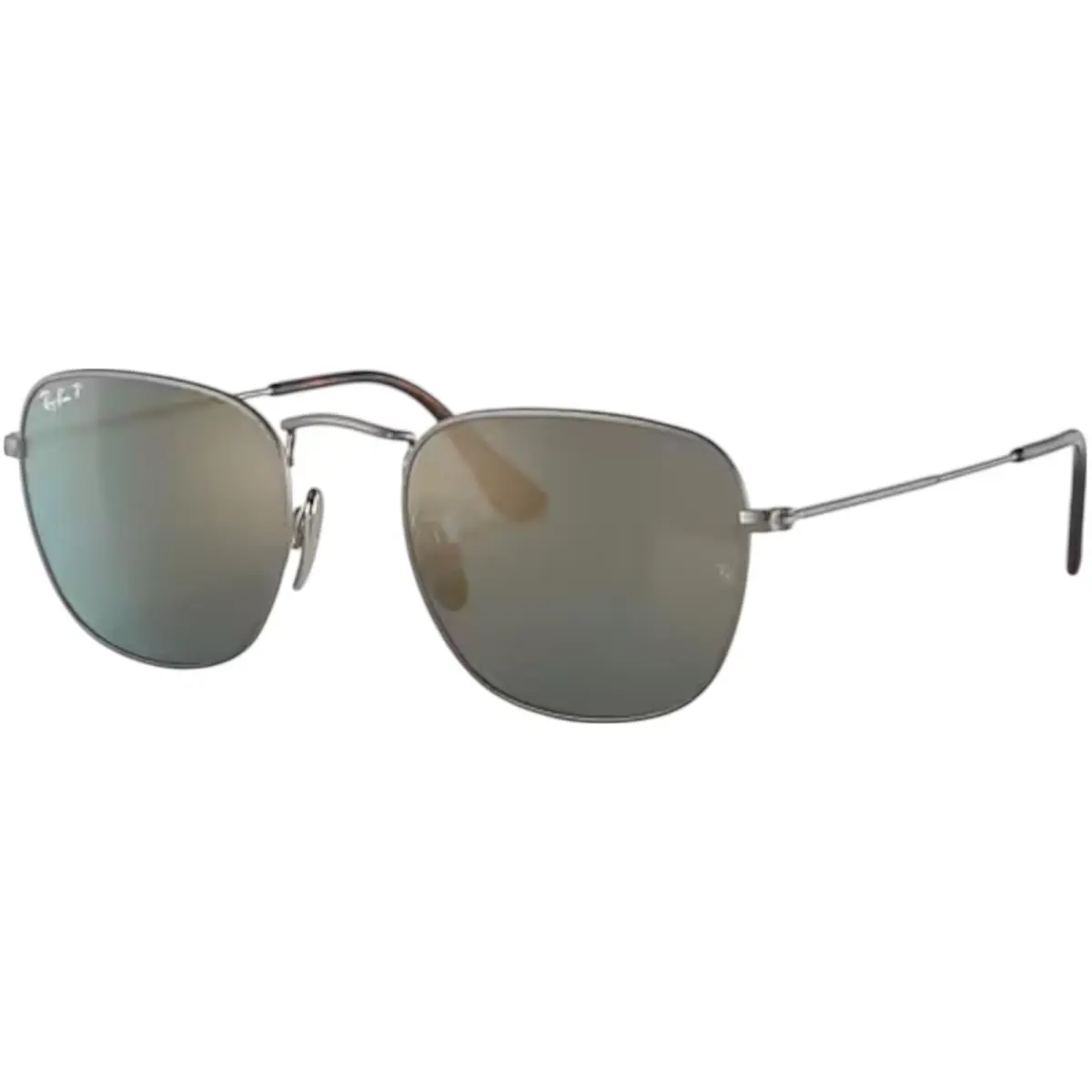 Ray-ban Adult Frank Titanium Polarized Gunmetal/crystal Blue 48mm Sunglasses - Polished Gunmetal/Crystal Blue, Frame: Grey, Lens: Grey