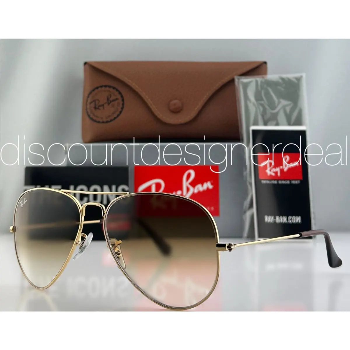 Ray-ban Aviator Sunglasses Gold Frame Brown Gradient Lens RB3025 001/51 62mm