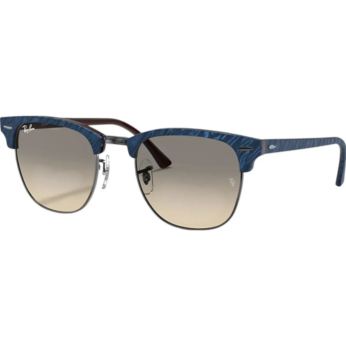 Ray-ban Adult Clubmaster Marble Polished Blue/light Grey 55mm Sunglasses - Polished Blue/Light Grey Gradient, Frame: Blue, Lens: Grey