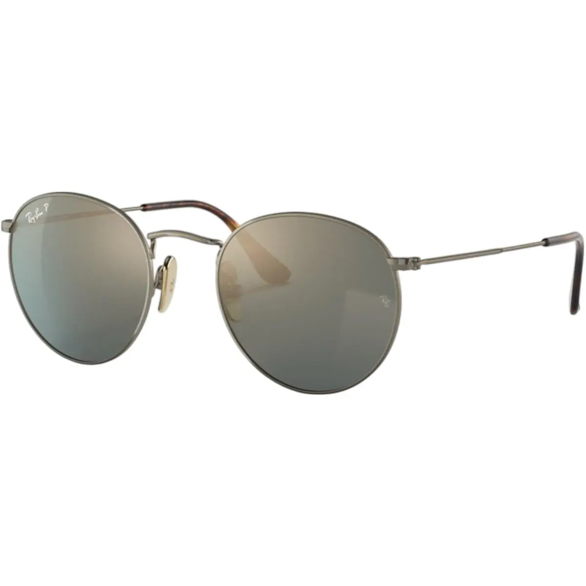 Ray-ban Adult Round Titanium Polarized Gold/crystal Blue 50mm Sunglasses - Polished Gold/Crystal Blue, Frame: Gold, Lens: Blue
