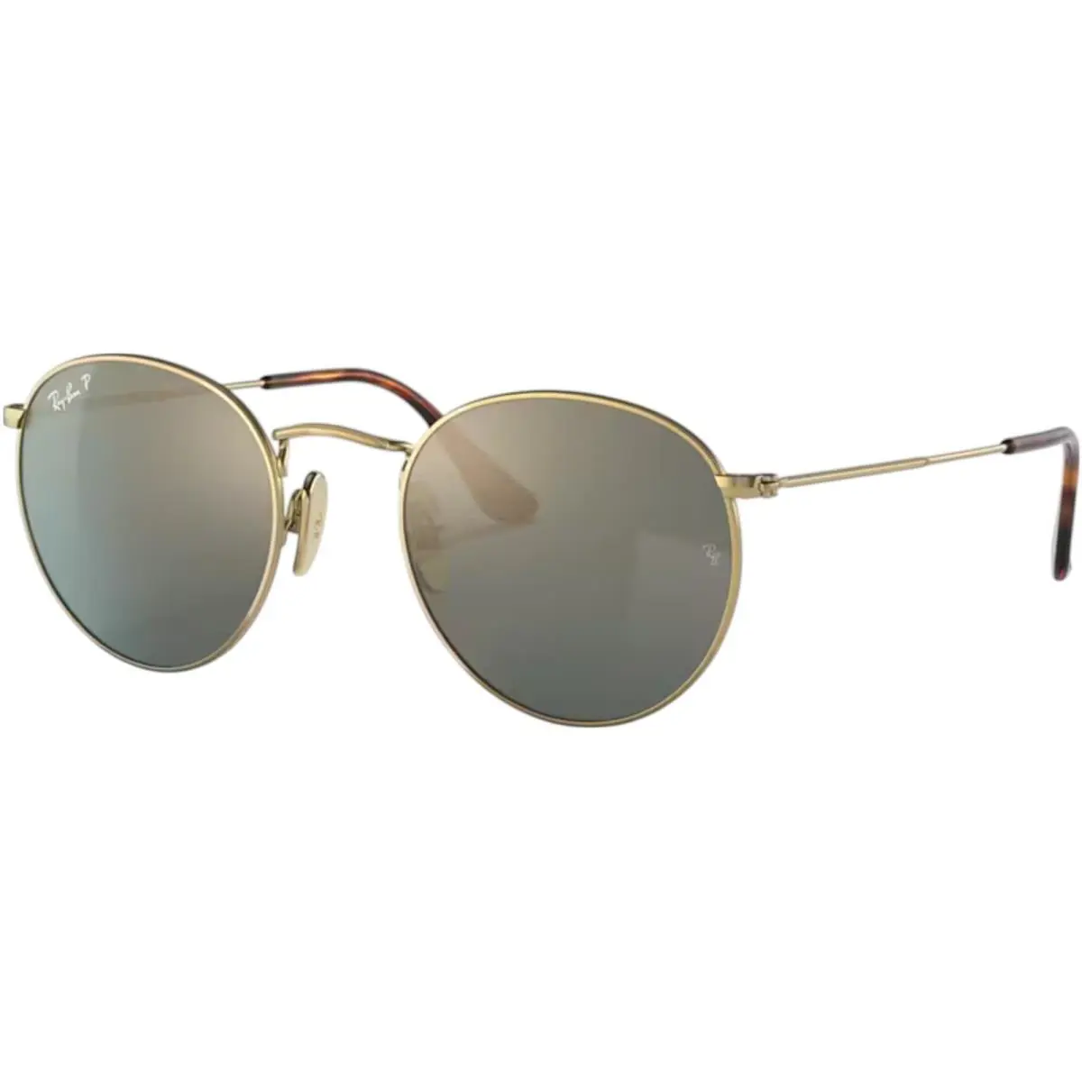 Ray-ban Adult Round Titanium Polarized Polished Gold/blue/gold 50mm Sunglasses