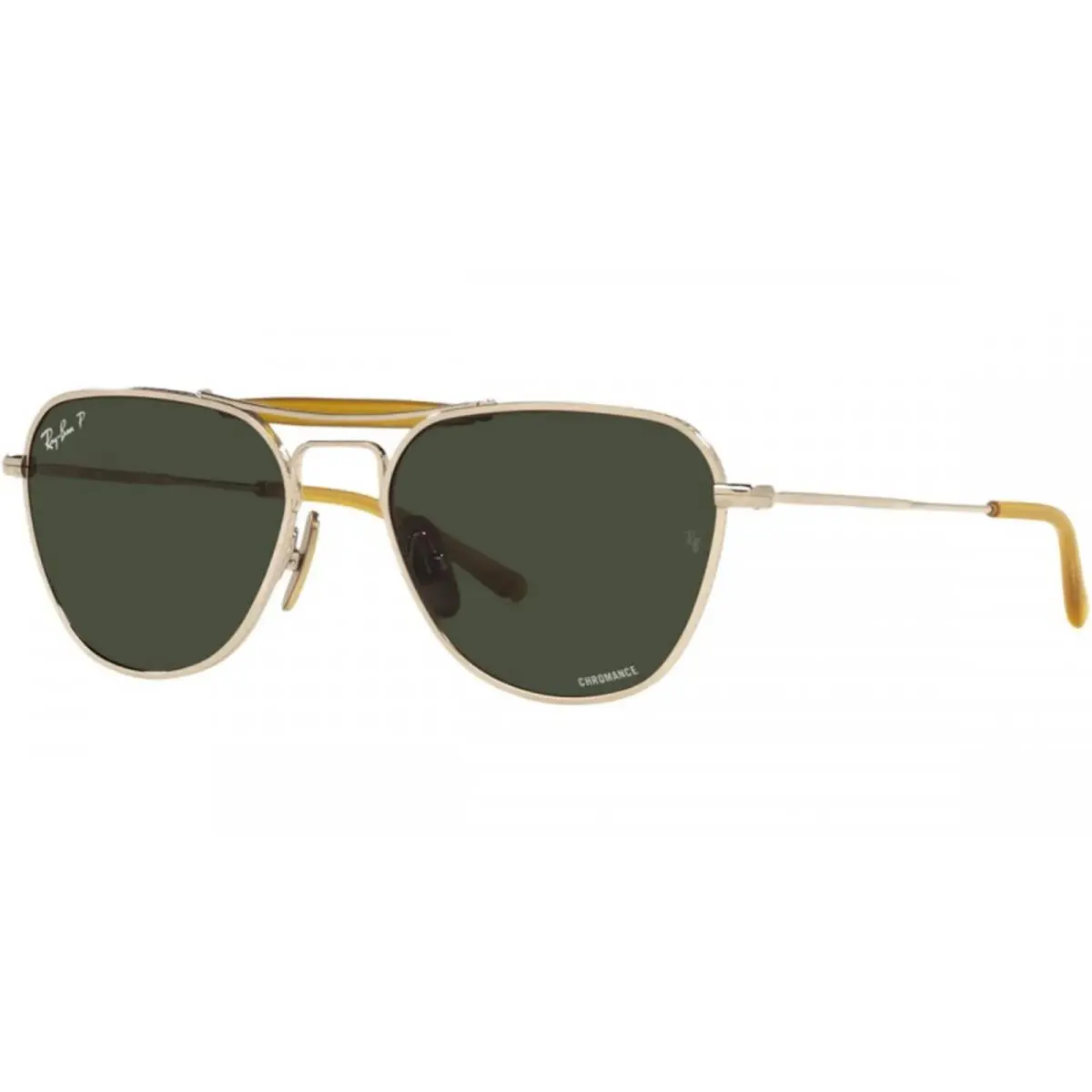 Ray-ban Adult Rb8064 Titanium Polarized Gold Black/dark Green 53mm Sunglasses