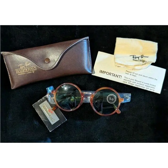 Vintage B L Ray Ban Retro Blond Tortoise Shell Unisex Sun Glasses Green Lens