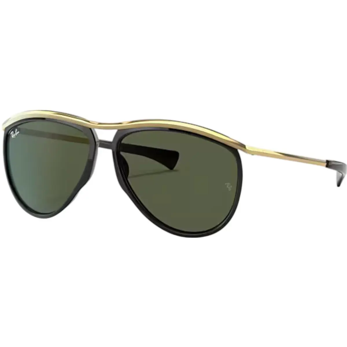 Ray-ban Adult Olympian Aviator Polished Black/G-15 Green 59mm Sunglasses - Polished Black/G-15 Green, Frame: Black, Lens: Green