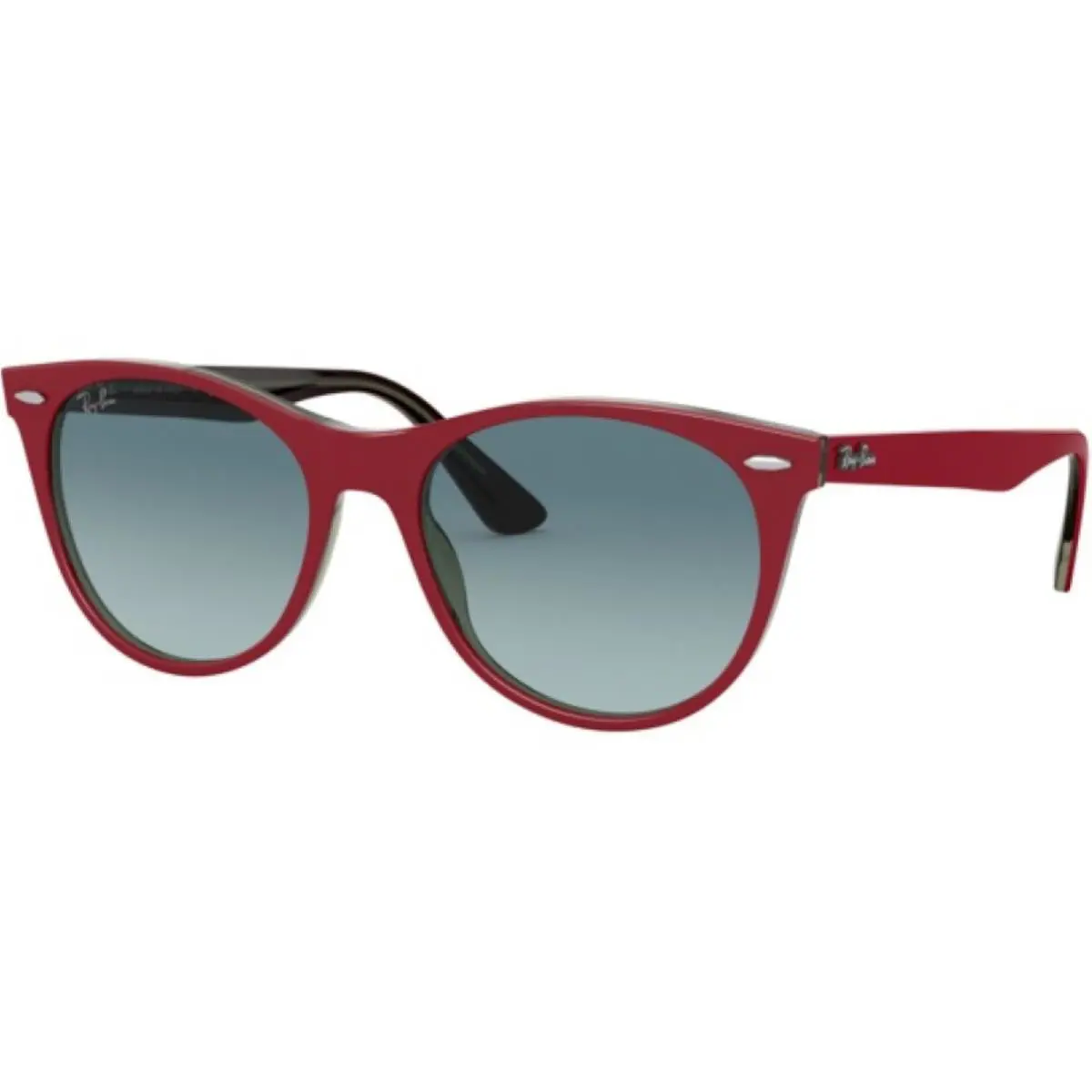 Ray-ban Adult Wayfarer II Classic Red On Grey/blue Gradient Grey 55mm Sunglasses - Red On Transparent Grey/Blue Gradient Grey, Frame: Red, Lens: Blue