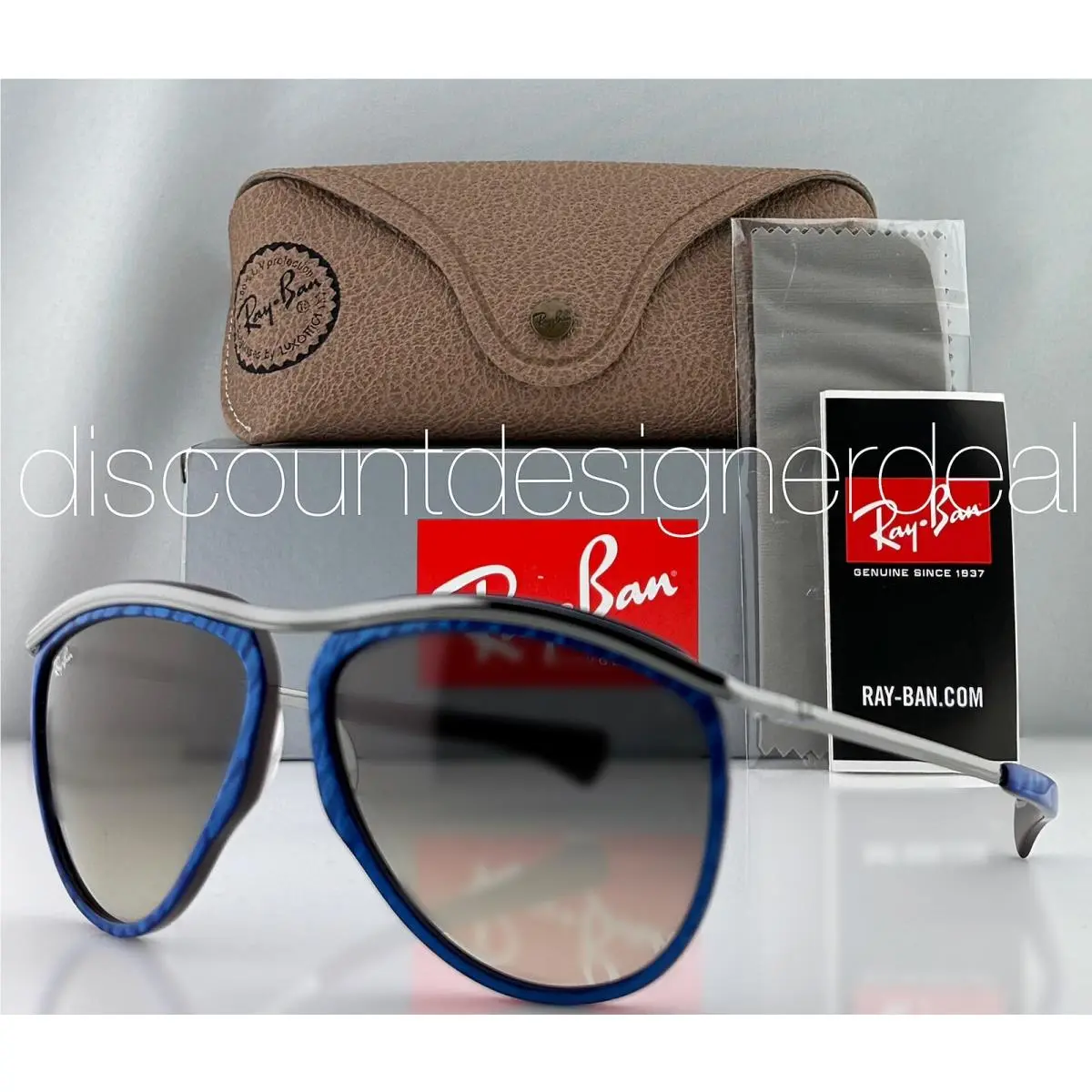 Ray-ban Olympian Aviator Sunglasses Gray Blue Gray Lens RB2219 1310/32 59mm