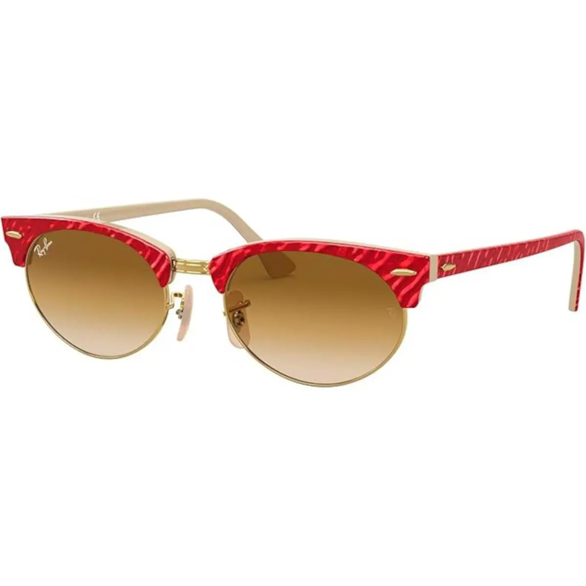 Ray-ban Adult Clubmaster Oval Red/light Brown Gradient 52mm Sunglasses - Polished Red/Light Brown Gradient, Frame: Red, Lens: Brown