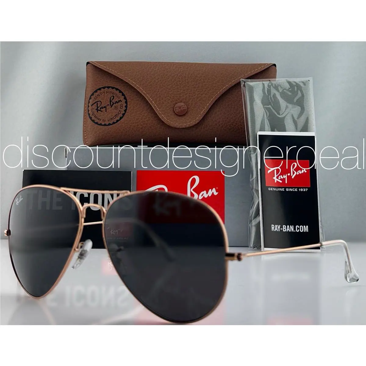 Ray-ban Aviator Sunglasses Rose Gold Frame Dark Grey Lens RB3025 9202B1 62mm
