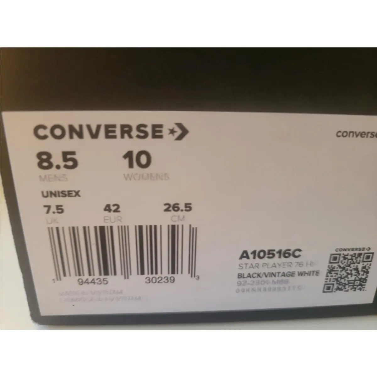 Converse shoes - Converse Star Player Hi - Star Player - A10516C - Vintage White/Black (UPC: 194435302218) 2
