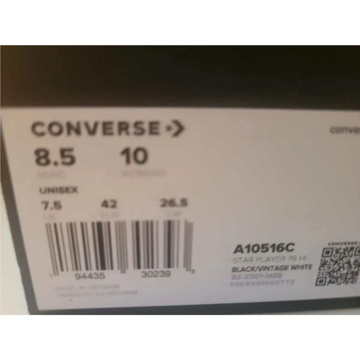 Converse shoes - Converse Star Player Hi - Star Player - A10516C - Vintage White/Black (UPC: 194435302218) 3