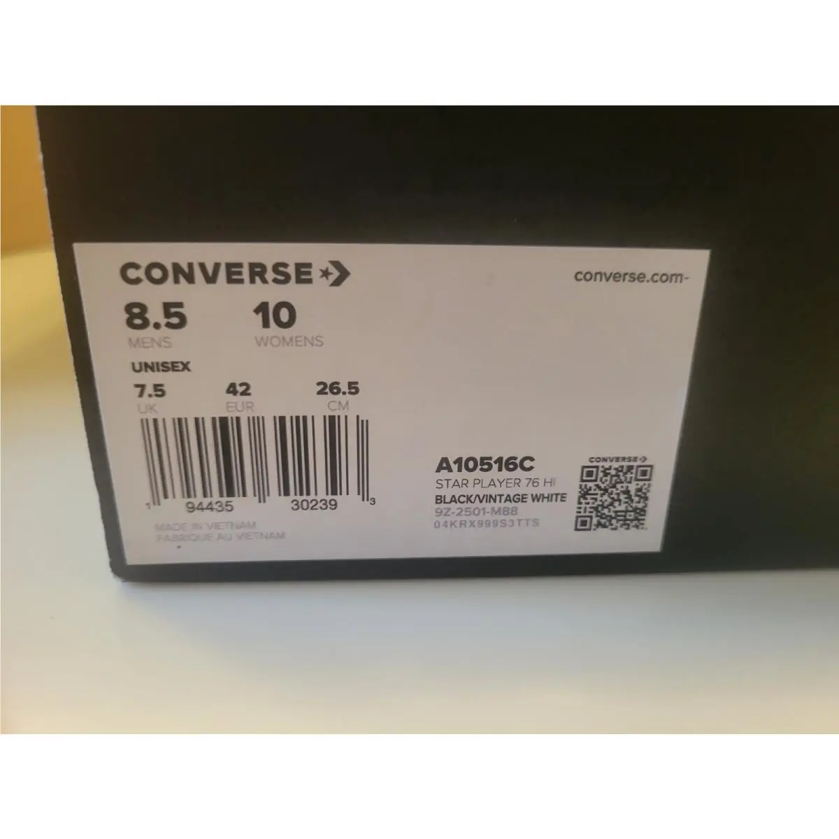 Converse shoes - Converse Star Player Hi - Star Player - A10516C - Vintage White/Black (UPC: 194435302218) 4