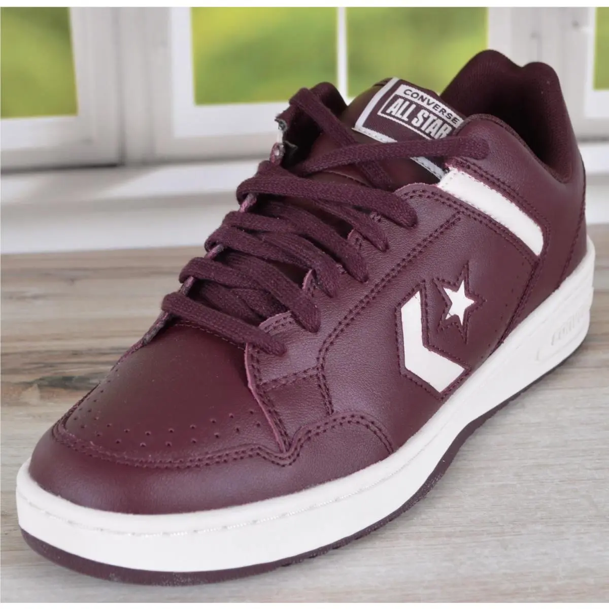 Converse Men`s Leather Weapon OX Sneakers Shoes Bloodstone/white Size 8