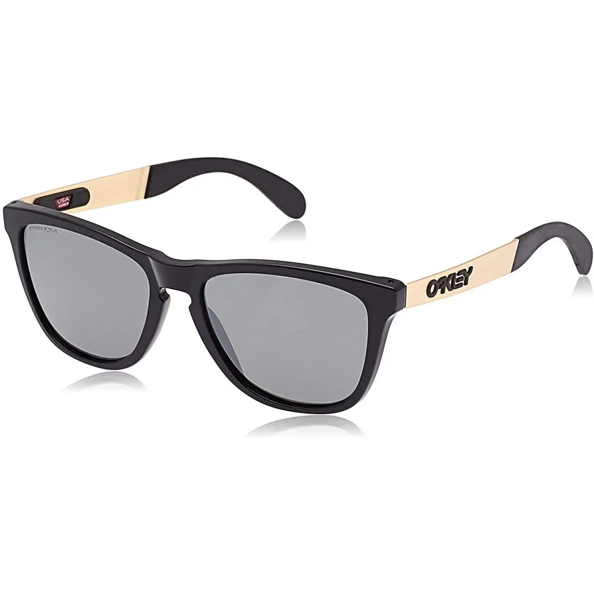 Oakley Unisex-adult Frogskins Mix Sunglasses - Polished Black W / Prizm Black - Polished Black on Yellow/Prizm Black, lens__map: Grey