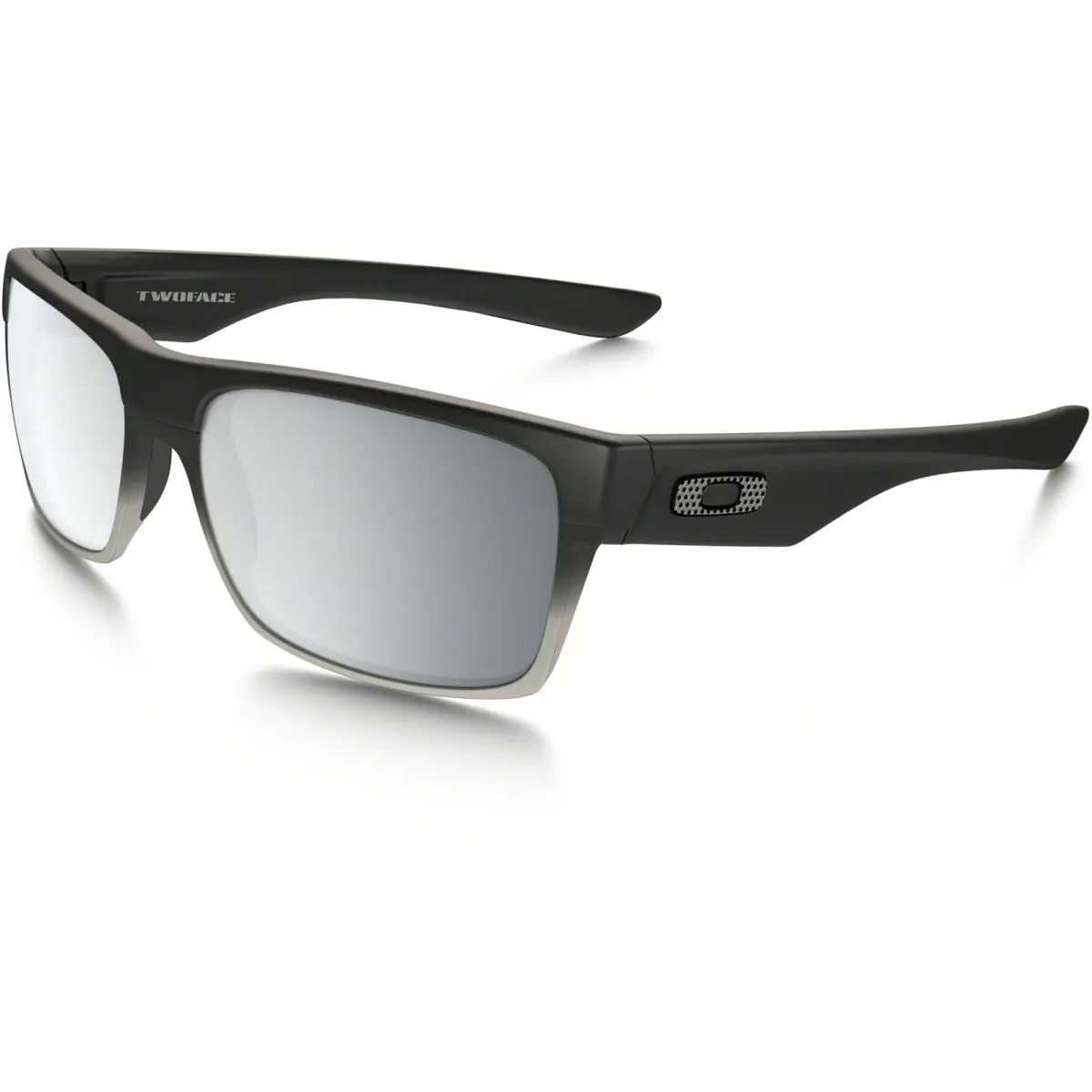Oakley Mens Two Face Machinist Sunglasses - Matte Black w / Chrome Irdium - Black