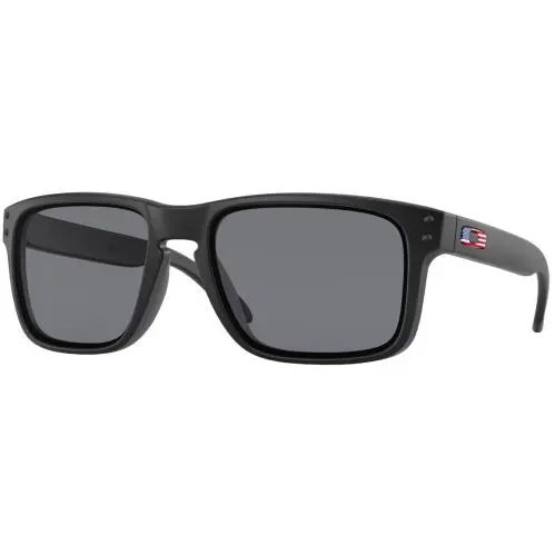 Oakley Mens Holbrook Sunglasses - Matte Black / Grey - Matte Black Flag Icon/Grey, lens__map: Grey