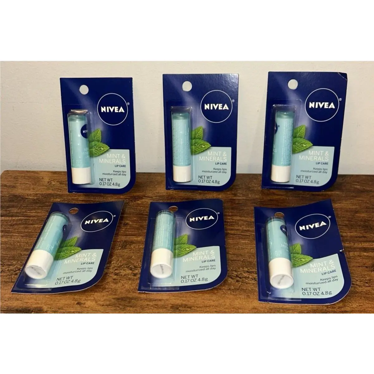 6 Packs Nivea Mint Mineral Refreshing Lip Care Shea Peppermint Extract