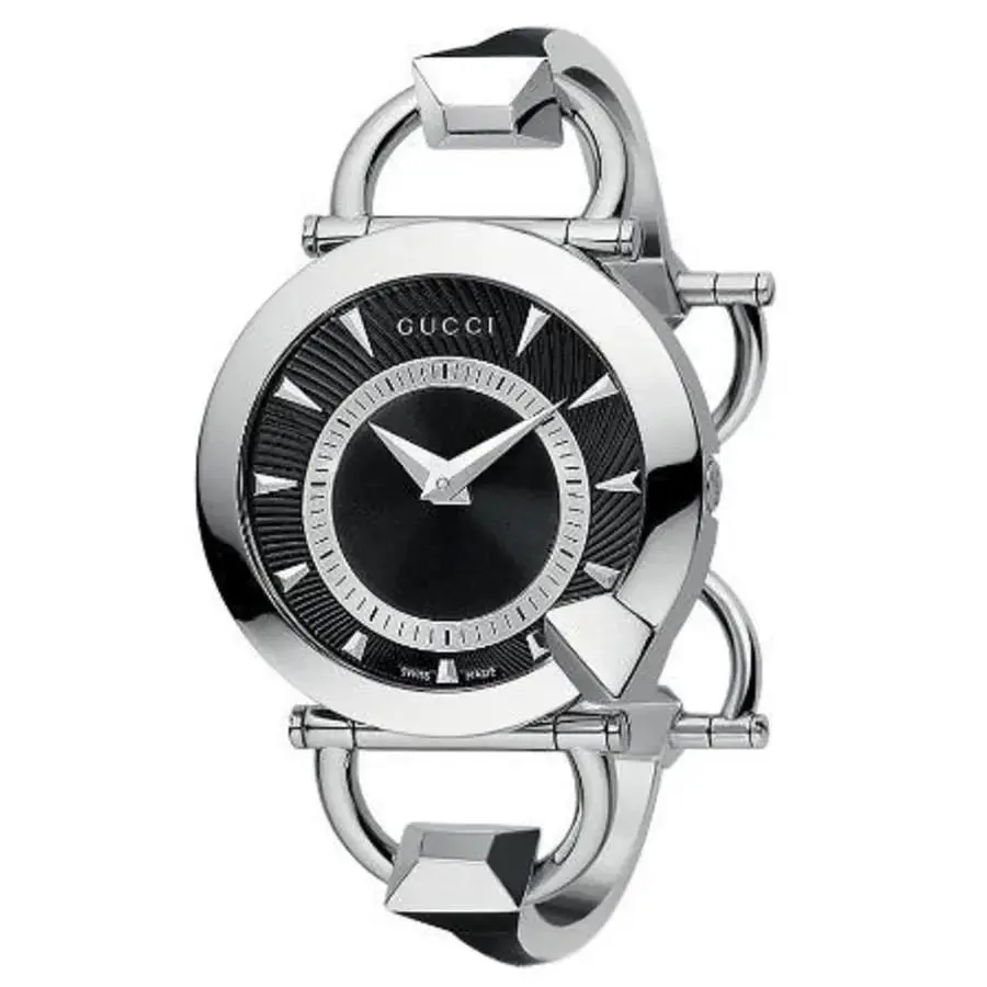 Gucci YA122509 Chiodo 122.5 Series Black Dial Silver Tone Band Ladies Watch