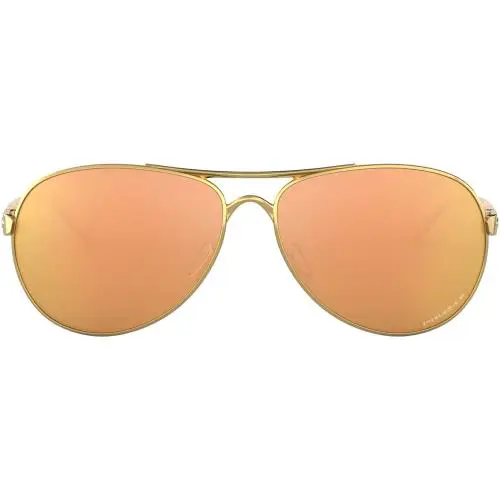 Oakley 0Oo4079 Feedback Pilot Sunglasses - Polished Gold / Prizm Rose Gold - Polished Gold/Prizm Rose Gold Polarized, lens__map: Gold