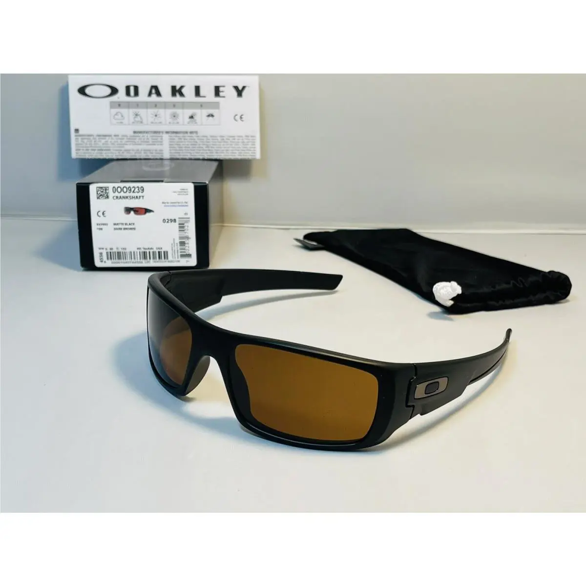 Oakley Mens Crankshaft Sunglasses Matte Black Frame Dark Bronze Lens