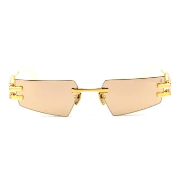 Fixe BPS-123D Sunglasses Gold Titanium Frame Brown Lens 59-14-140 by Balmain