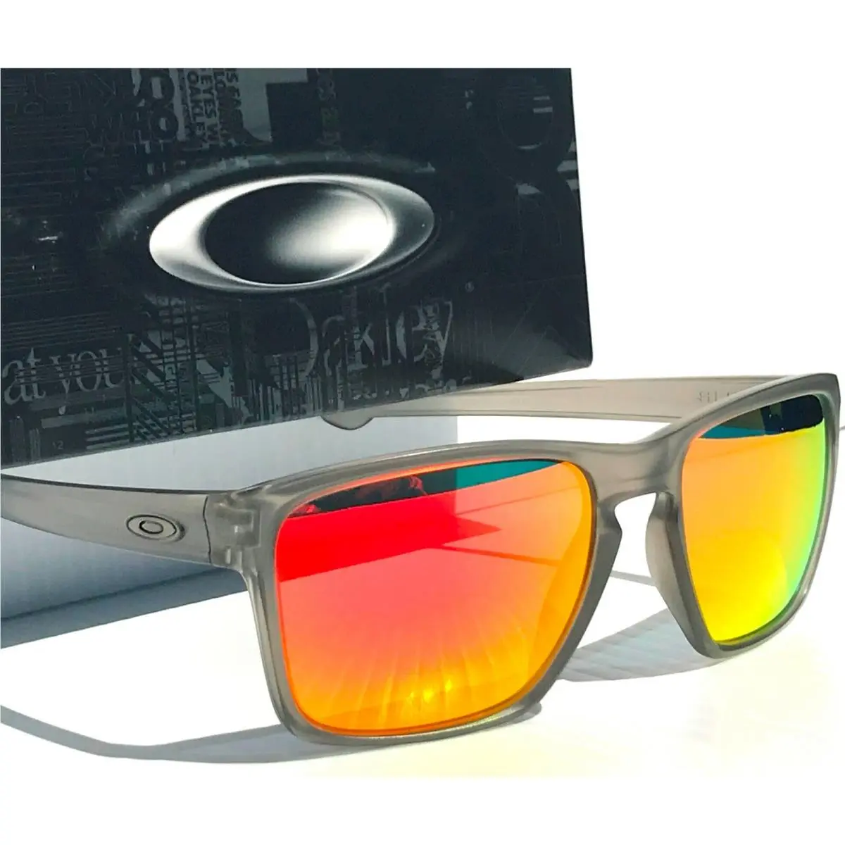 Oakley Sliver XL Matte Grey Ink Polarized Galaxy Ruby Iridium Sunglass 9341