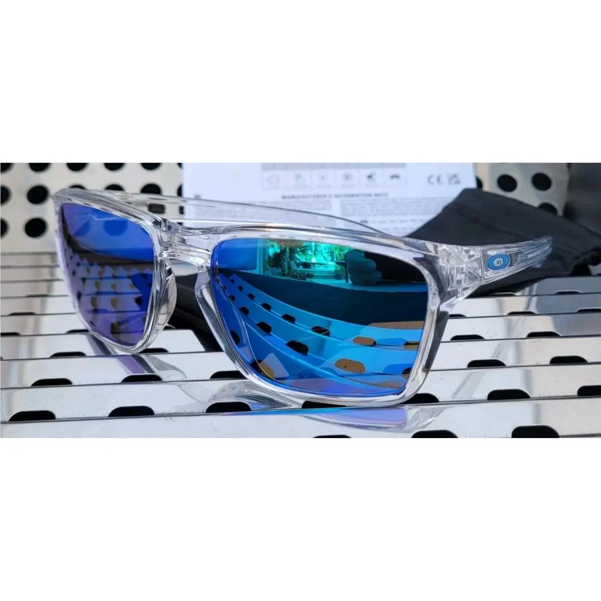 Oakley Sylas Sunglasses 9448-0457 Gloss Clear w/ Prizm Sapphire Iridium