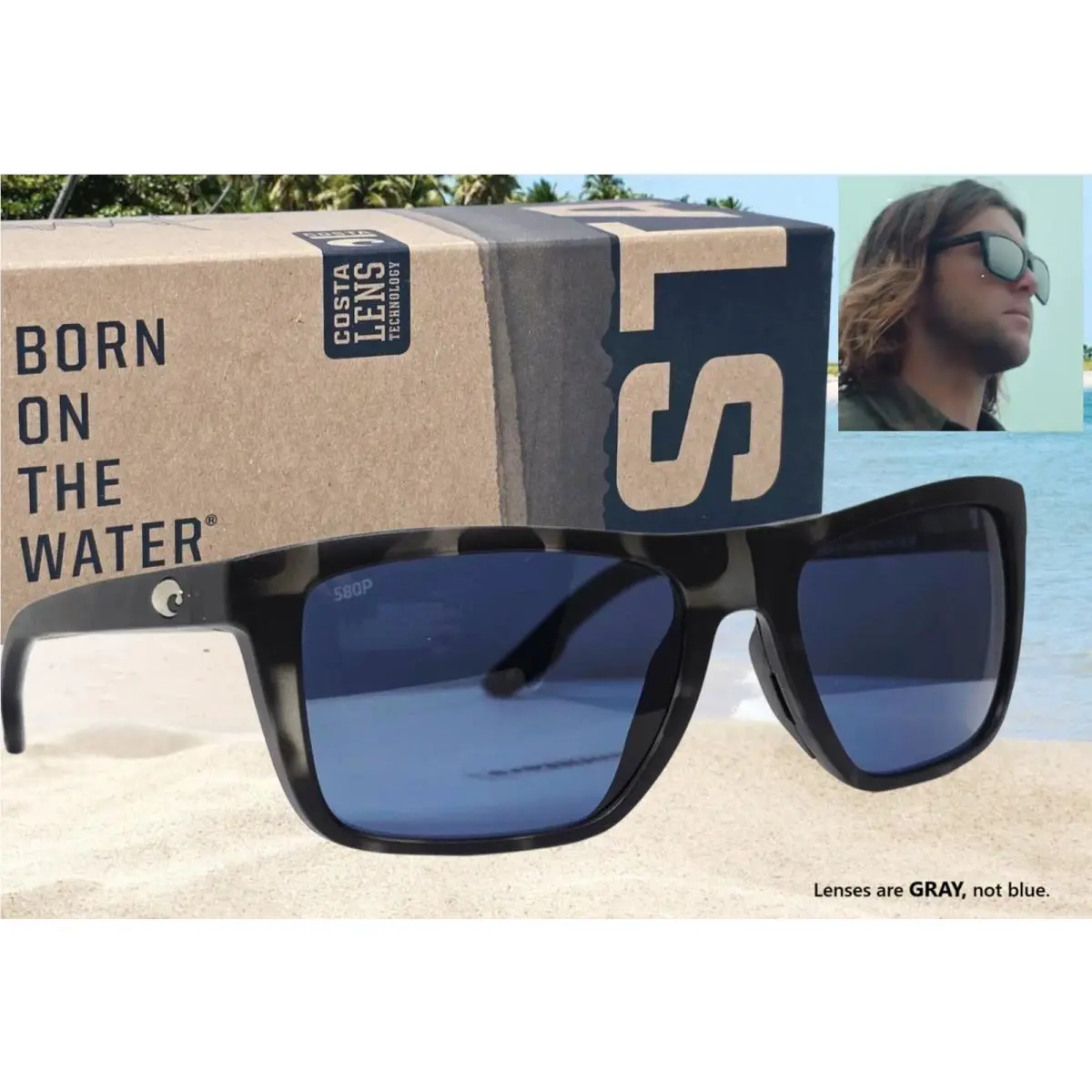 Costa Del Mar Tiger Shark/gray Mainsail Polarized 580P Sunglasses