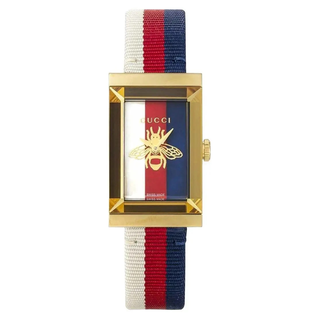 Gucci G-frame Gold Pvd Multicolored Dial Nylon Strap Womens Watch YA126572A
