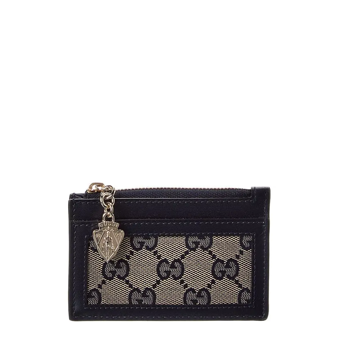 Gucci Luce Gg Canvas Leather Card Case Women`s Blue