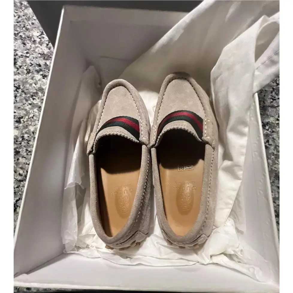 Gucci Kids Boys Tan Leather Loafer Shoes Size US 12