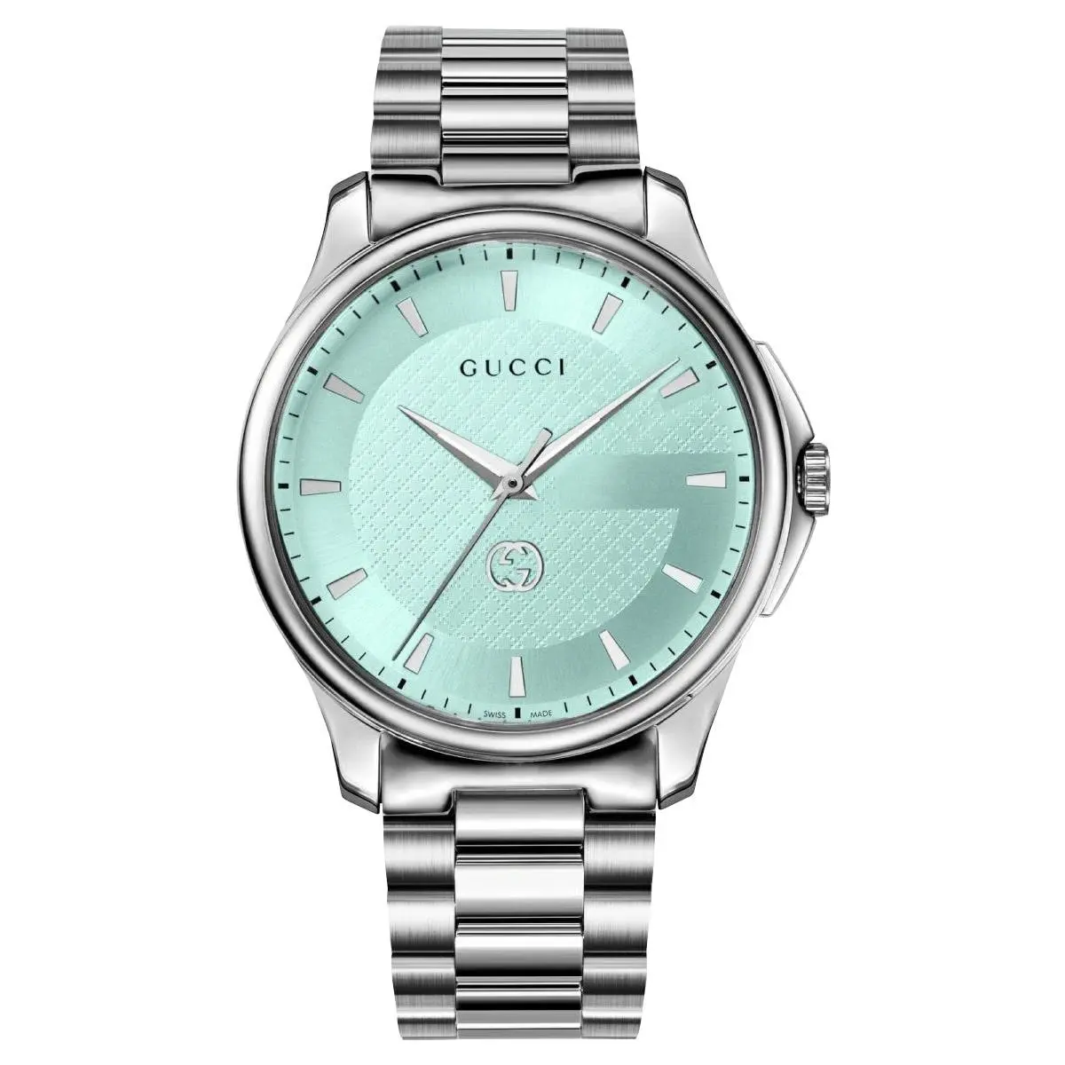G-timeless Stainless Steel Turquoise Blue Dial Quartz Mens Watch YA126372 by Gucci