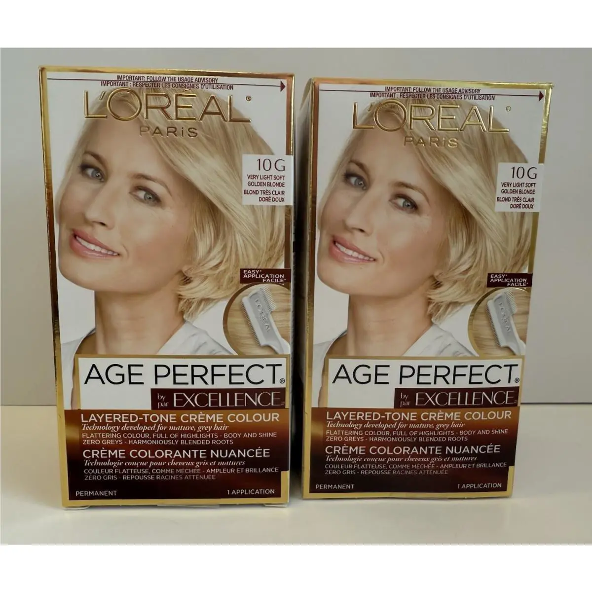 2 x L`oreal Age Perfect Excellence 10G Very Light Soft Golden Blonde Hair Color