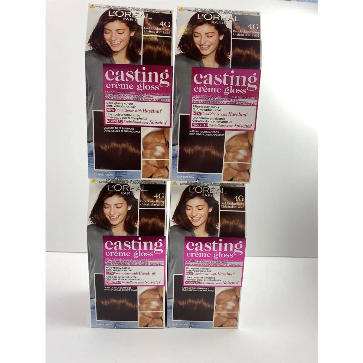 4 X L`oreal Paris Casting Crème Gloss 4G Dark Golden Brown