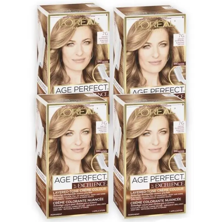 4x Loreal Paris Age Perfect Excellence 7G Dark Soft Golden Blonde Hair Color