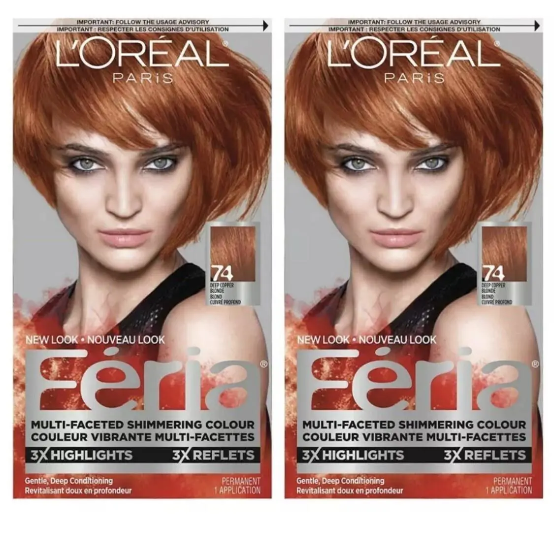 L`oréal 2 x L’oreal Paris Feria Deep Copper Blonde 74 3x Highlights Hair Color