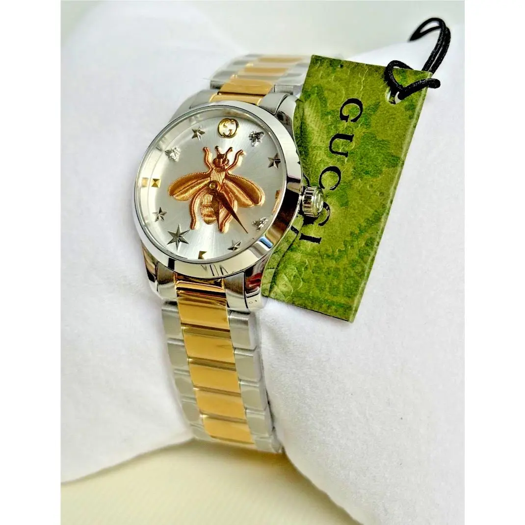 G Timeless Silver Dial Two Tone Steel Strap Watch YA126599 27mm by Gucci