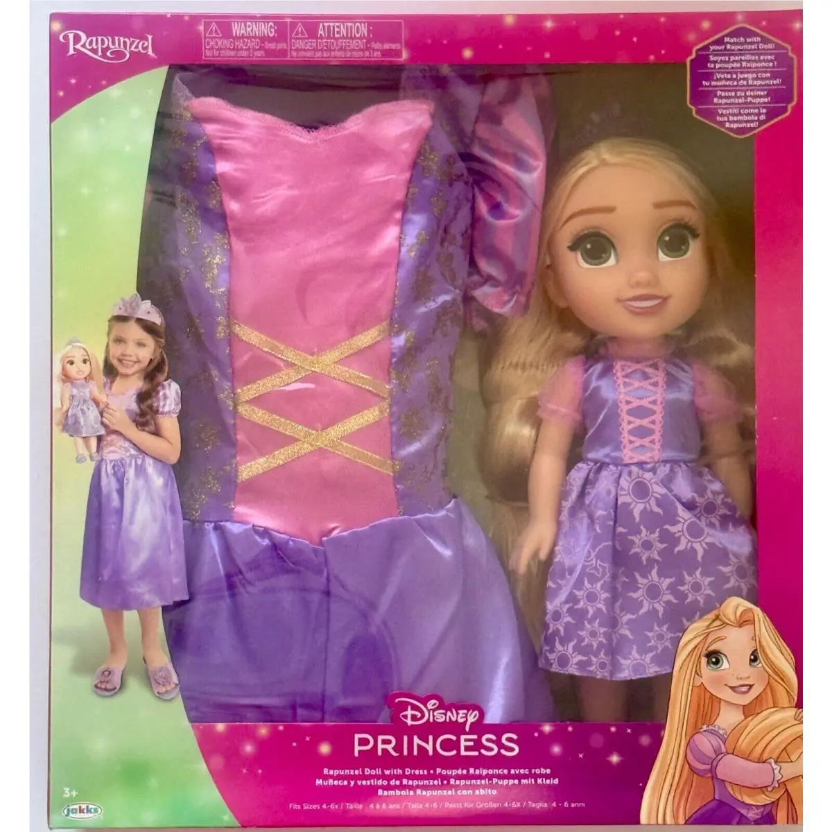 Disney Princess Rapunzel 14 Toddler Doll w Dress up Outfit Dress Child 3-6 Yrs