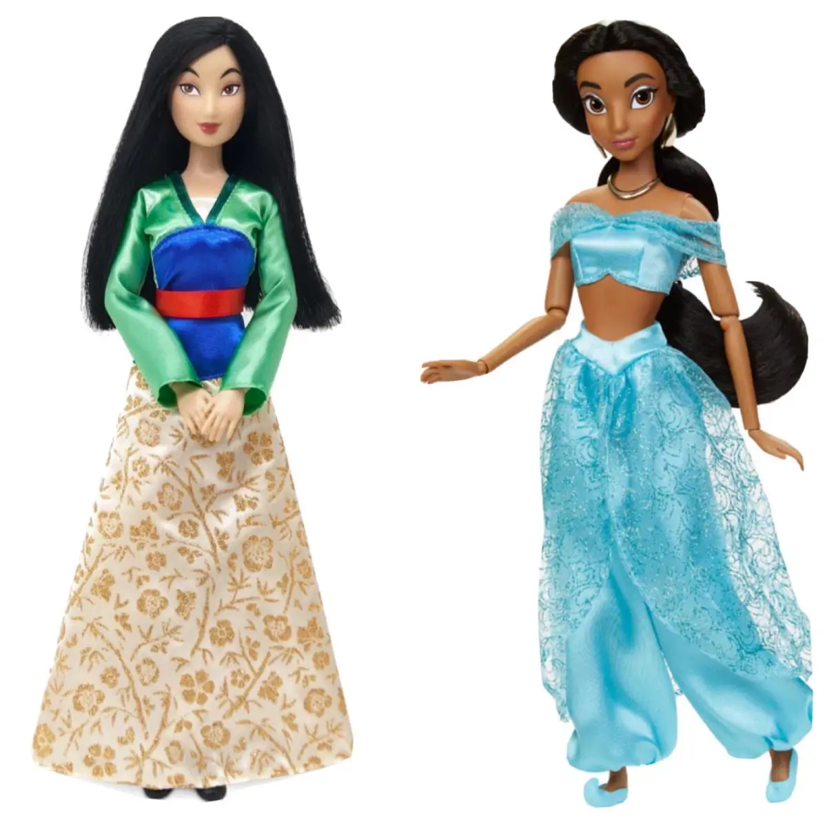 2 Classic Princess Aladdin s Jasmine Mulan Dolls Disney Barbie 12 Set Gift