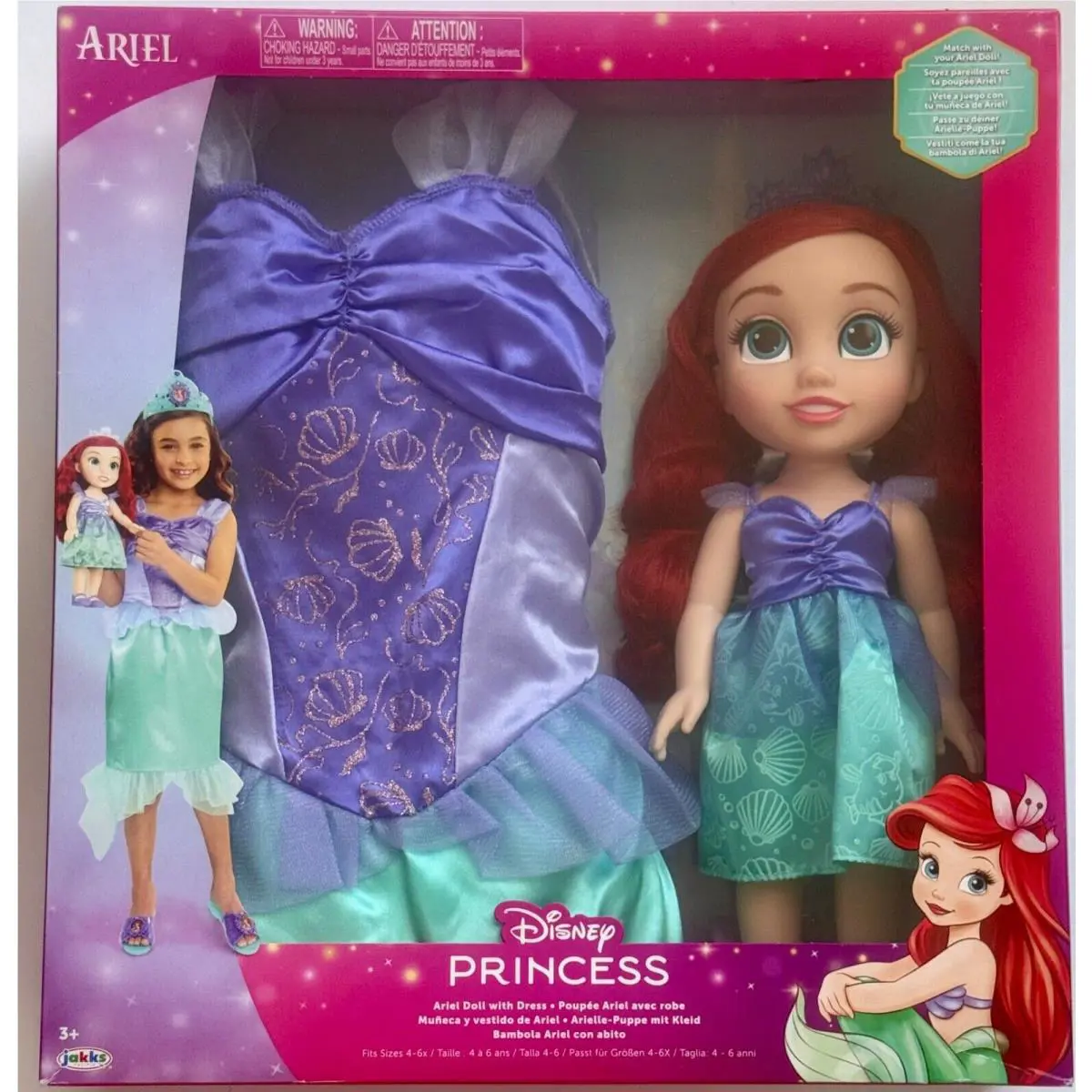 Disney`s Princess Ariel 14 Toddler Doll w Dress up Outfit Dress Child 3-6 Yrs