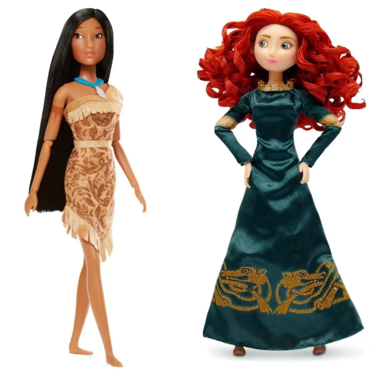 2 Classic Princess Dolls Brave Merida Pocahontas Disney Barbie 12 Gift Set